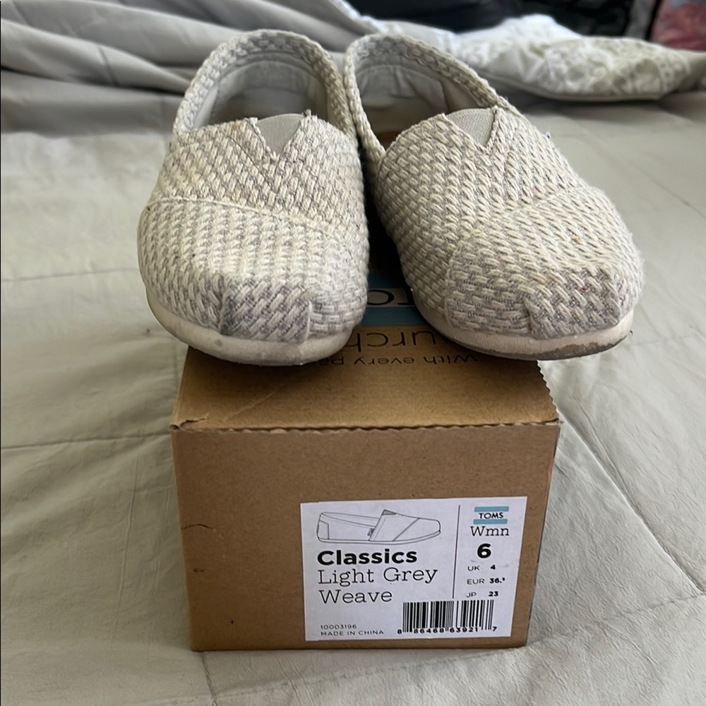 TOMS Classic Light Gray Woven Slip-Ons